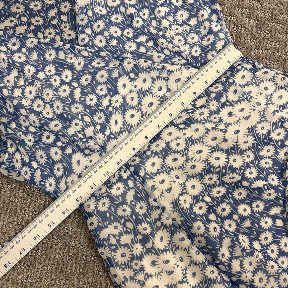 Urban Outfitters Dress Womens Medium Jessica Cap Sleeve Floral Wrap Midi Blue - Picture 13 of 16